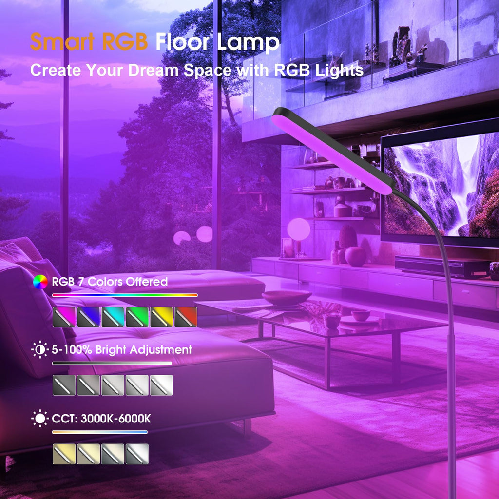 RGB color-changing floor lamp with smart remote control
