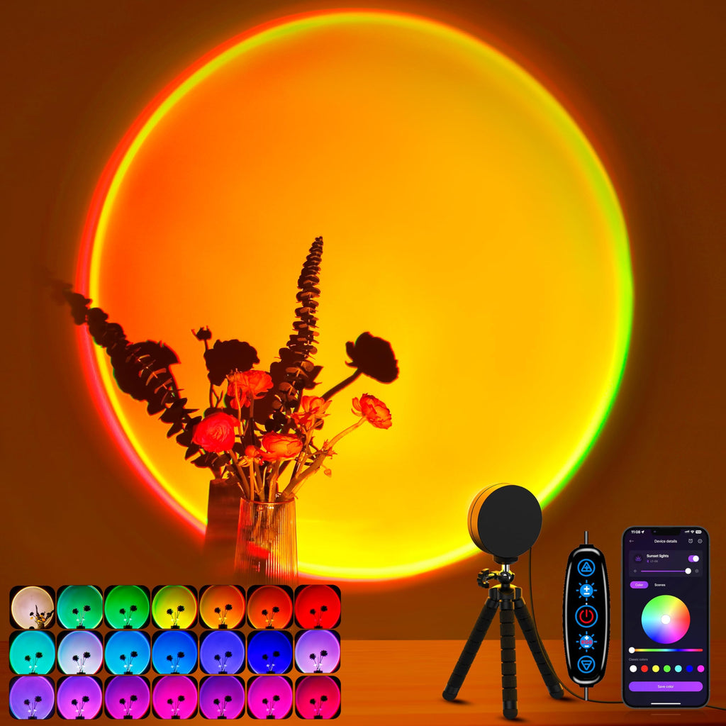 Sunset projection night light with app control and 360-degree rotation