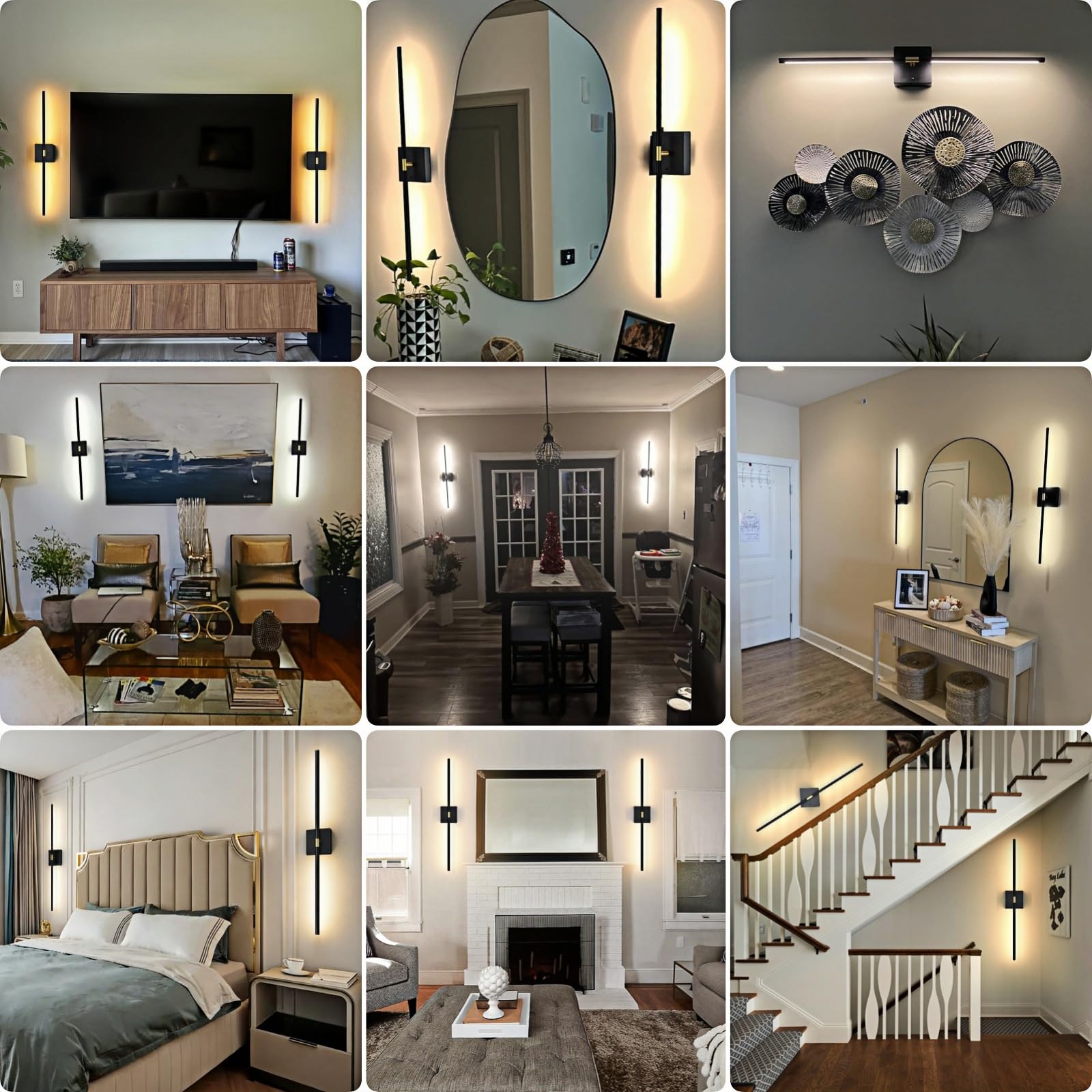 Set of 2 rechargeable wireless wall sconces with 360-degree rotation for decor