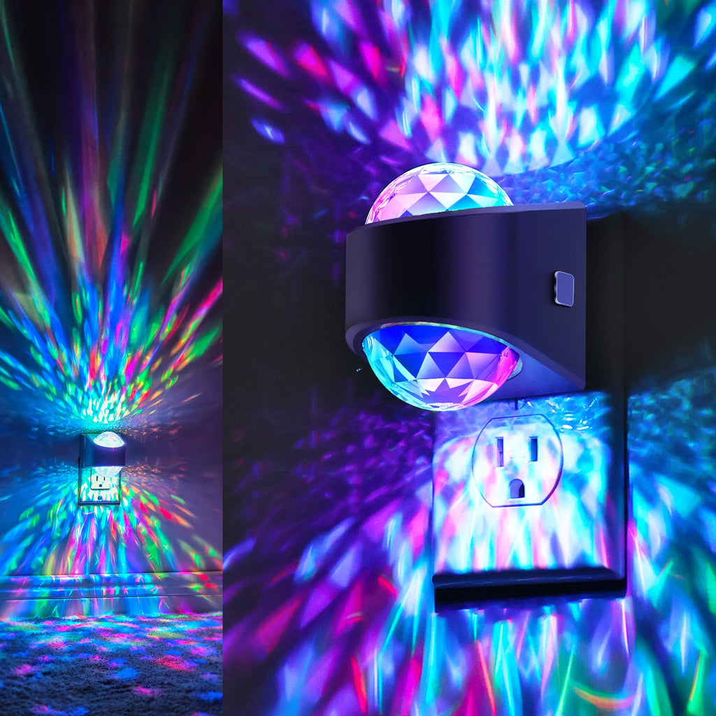 Galaxy star projector night light with dusk-to-dawn sensor, RGB