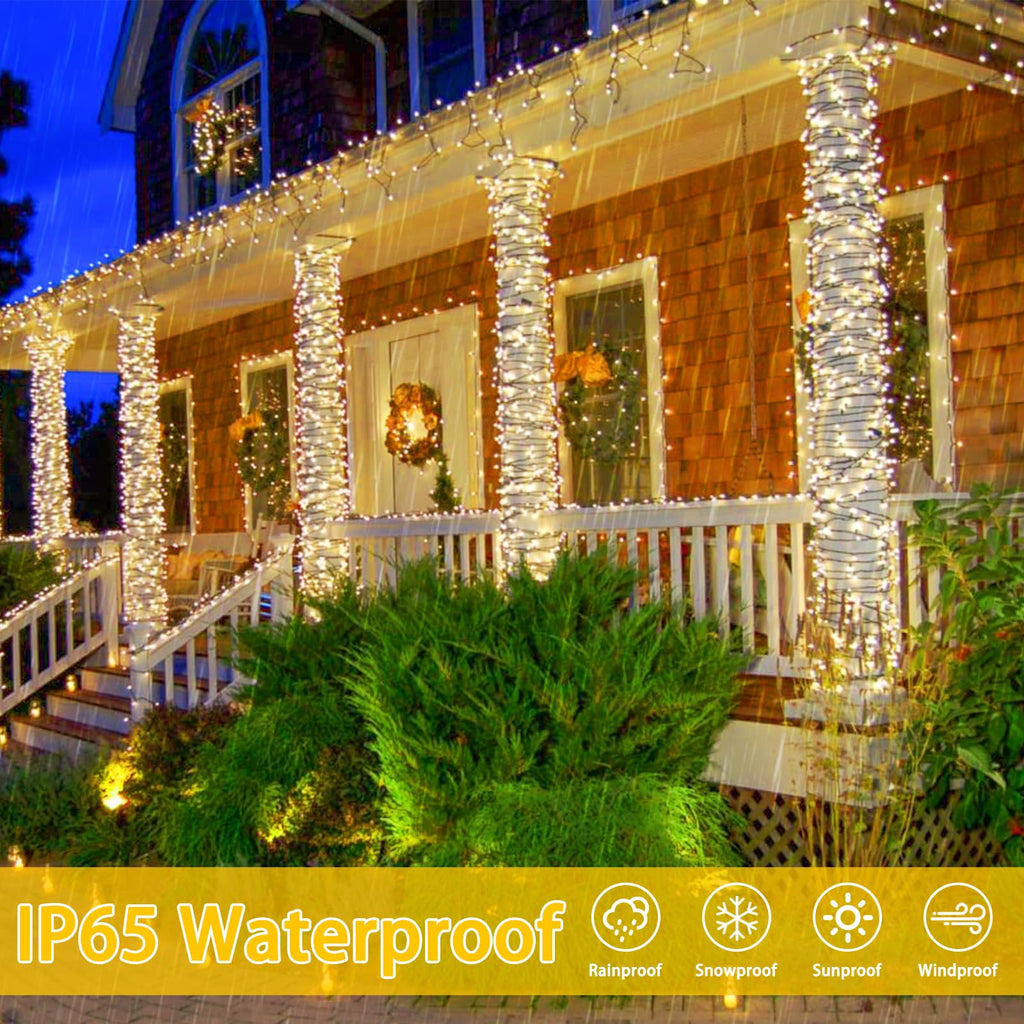 2-Pack 480 LED Solar String Lights Outdoor – 170 FT, 8 Modes, Waterproof for Christmas Tree & Party Decorations (Warm White)