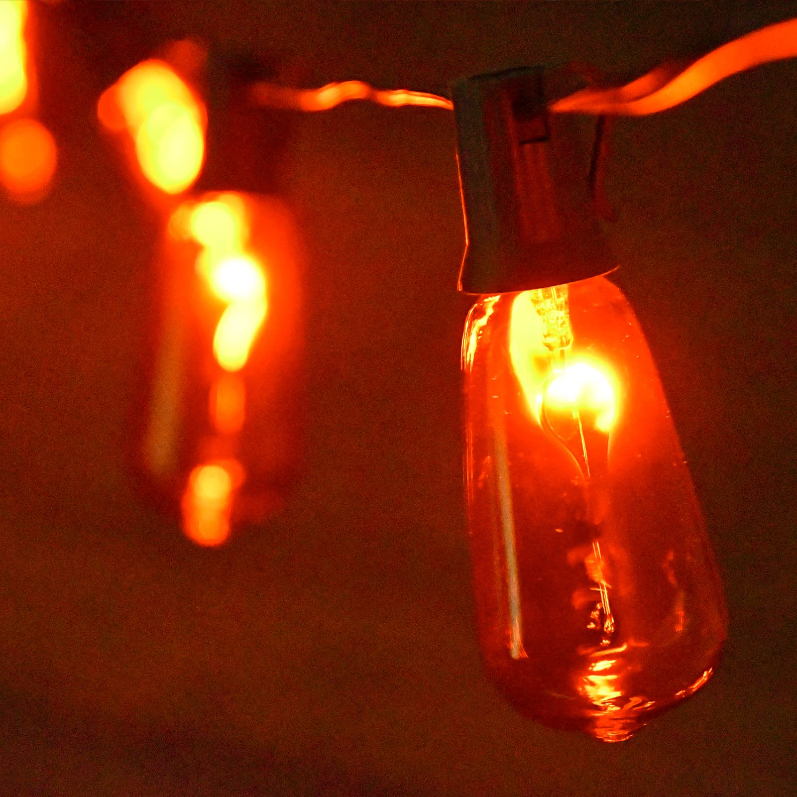 10-Pack Halloween Flicker Flame Bulbs ST40 – 1W Orange Edison E17 Base for Outdoor Patio String Lights