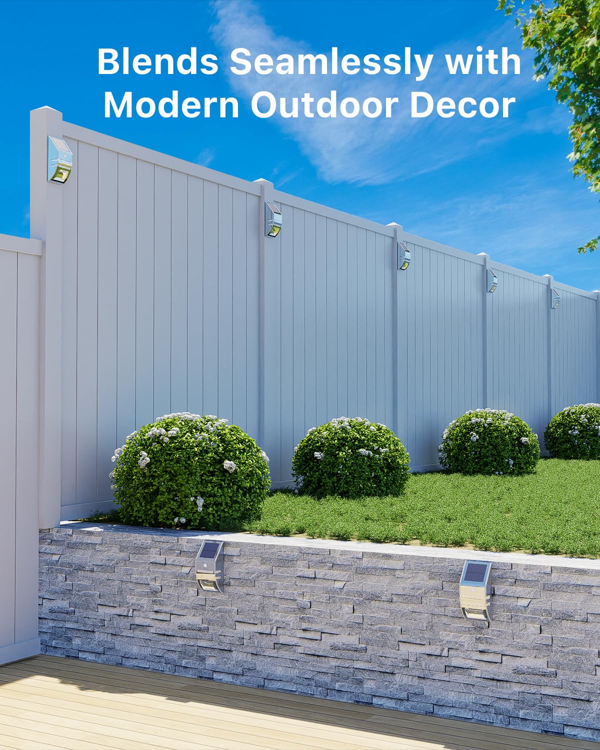 4-Pack Solar Fence Lights Stainless Steel – Motion Sensor, Waterproof IP65, Warm White for Deck, Patio & Garden