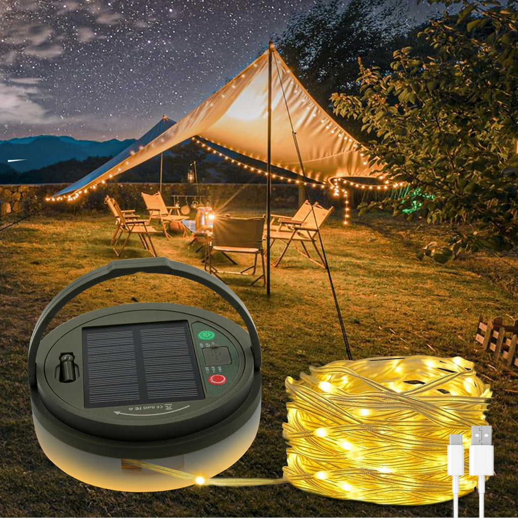 Solar outdoor string light, 4-in-1 camping lantern, 8 modes