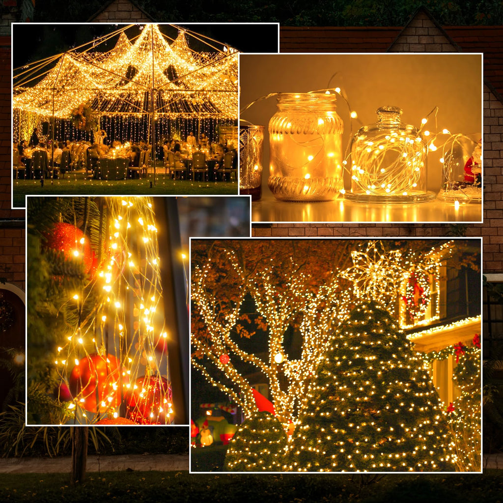 2-Pack 200 LED Solar Fairy Lights Outdoor – 8 Modes, 66FT, Super Bright Oversize Beads for Garden & Patio