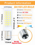 2-Pack BA15D LED Bulbs 7.5W – 730LM Daylight 6000K, Double Contact Bayonet Base, 75W Halogen Replacement for RV & Marine Lighting