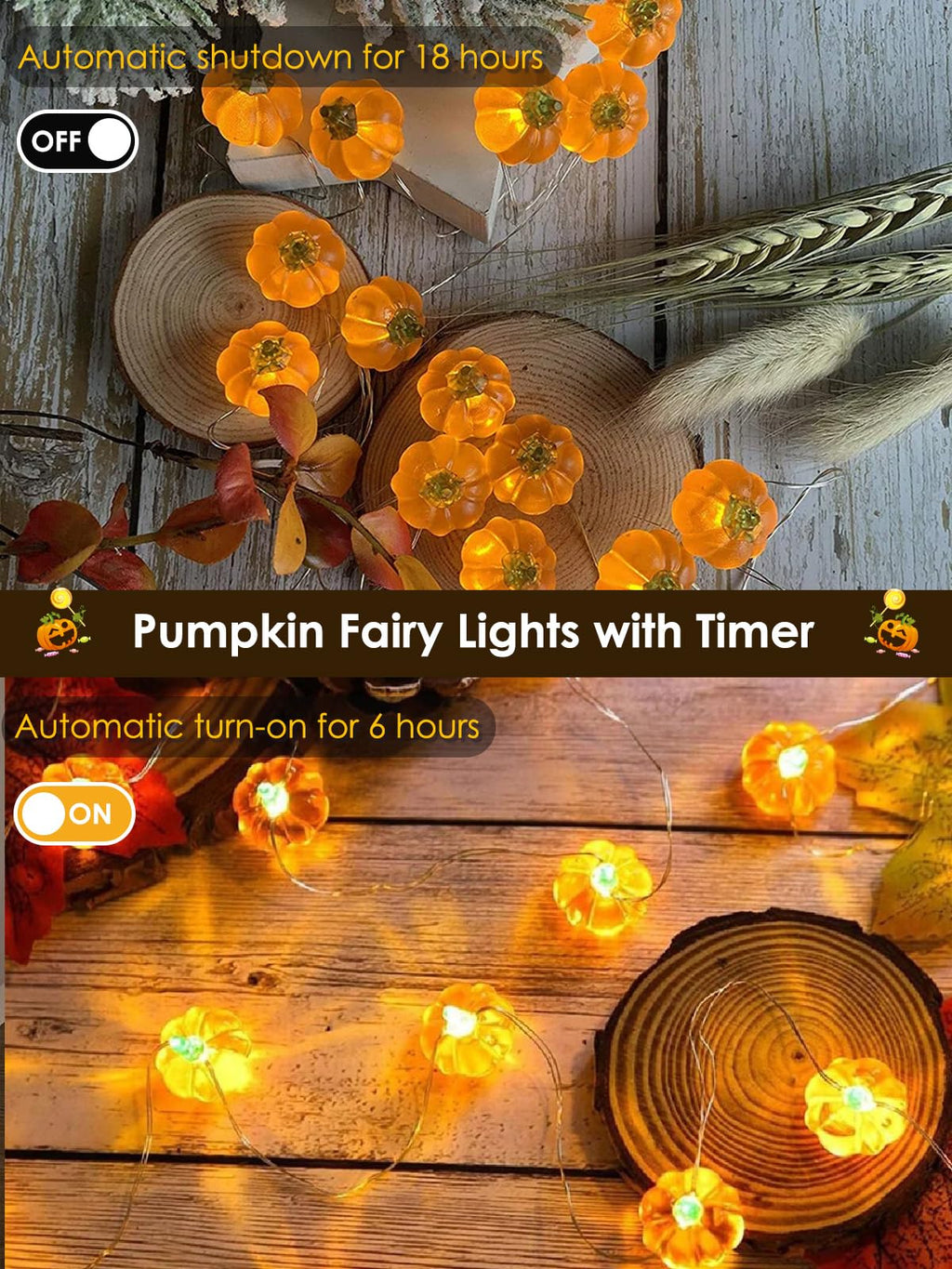 3D pumpkin fall orange string light, 30 LED with remote
