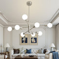 Brushed Nickel 8-Light Sputnik Chandelier for Mid-Century Decor