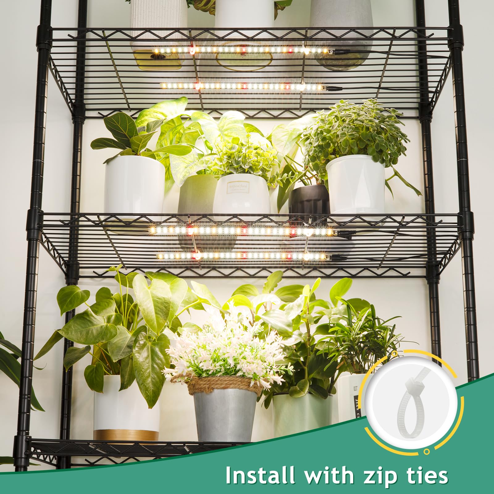 1-Pack LED Grow Light Strip Full Spectrum – 240 LEDs, 10 Brightness Levels, Timer 4/8/12H for Indoor Plants Growing