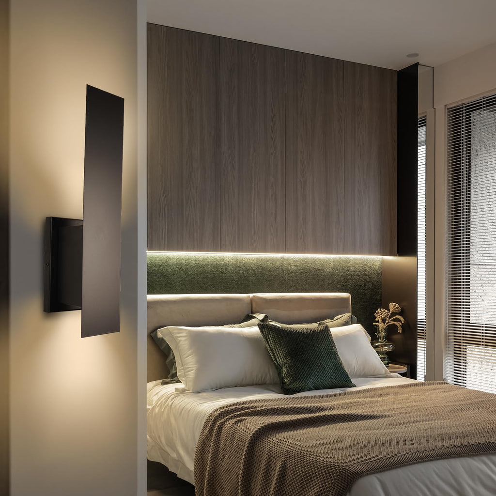 Modern Wall Sconces Up Down Dimmable – Hardwired Indoor Lights, Matte Black Finish for Bedroom Living Room Hallway
