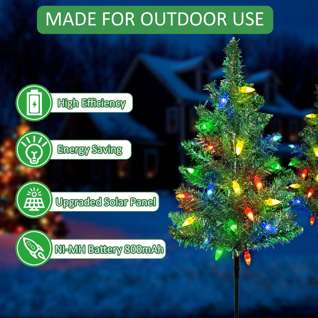 4-Pack Solar Christmas Tree Stake Lights – Waterproof, LED Garden Path Lighting, Decorative Xmas Yard Decor for Outdoor Patio & Walkway