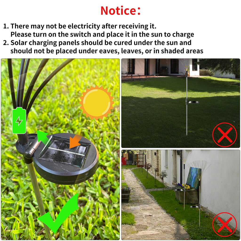 2-Pack Solar Firework Lights – 120 LEDs, IP65 Waterproof, 2 Lighting Modes, DIY Bendable Copper Wire for Garden Patio & Party Decor (Cool White)
