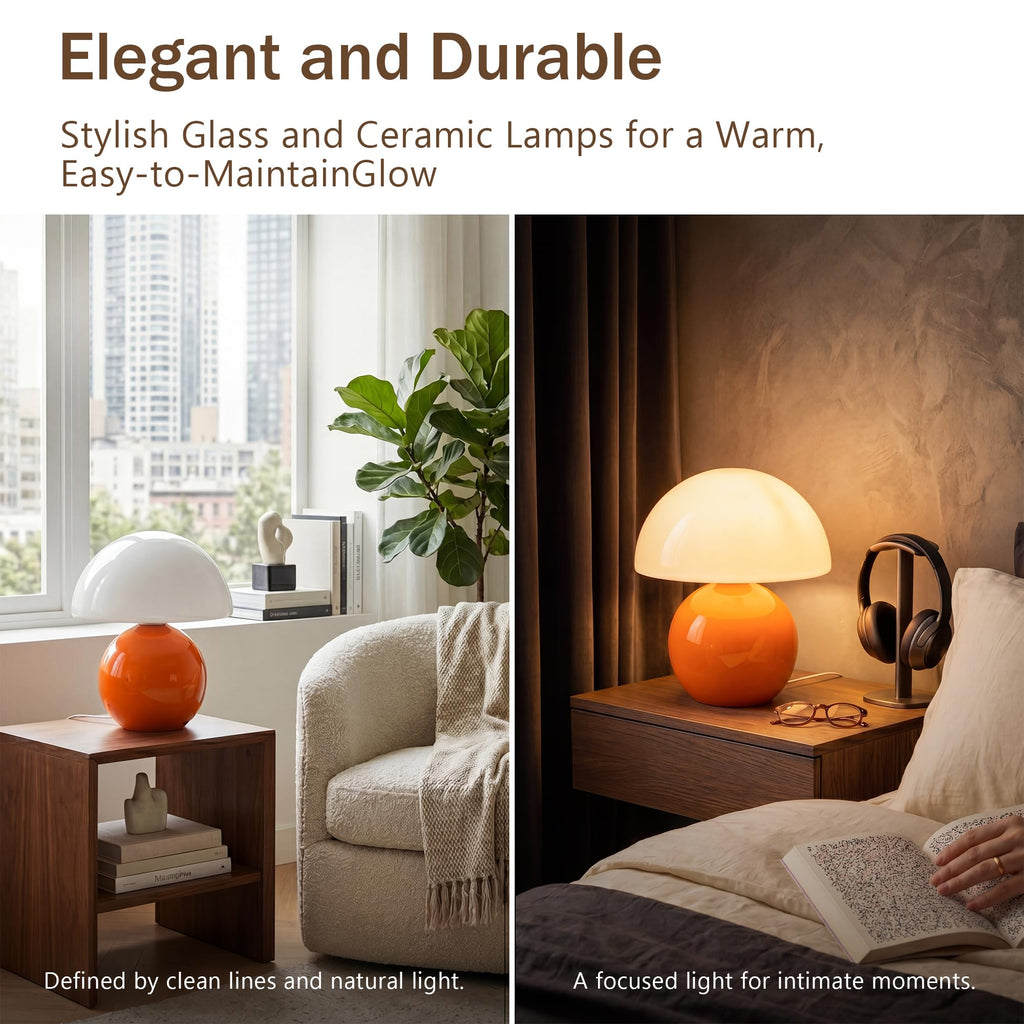 Mini mushroom-shaped table lamp with mid-century modern design for bedside decor