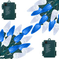 2-pack blue & white strawberry C6 string lights with timer, 8 modes