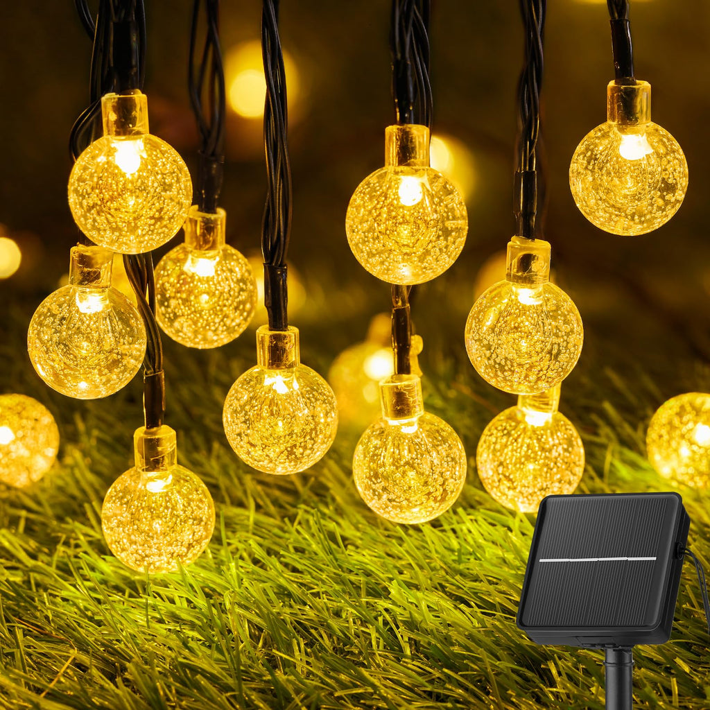 Solar crystal globe outdoor string light, 36ft 60 LED, 8 modes