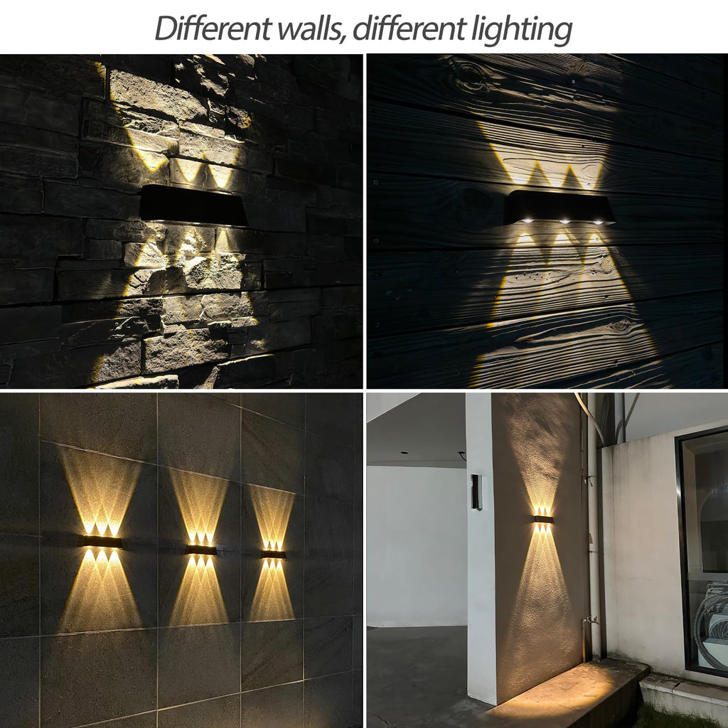 Mrzxy Solar Wall Sconce Up Down – Waterproof Aluminum, 300LM, 3000K Warm White, Dusk to Dawn for Porch & Yard