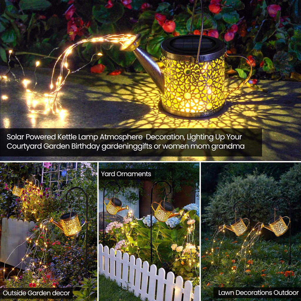 Solar metal watering can outdoor string light for garden patio decor