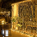 300-LED curtain string light with remote, warm white, window decor