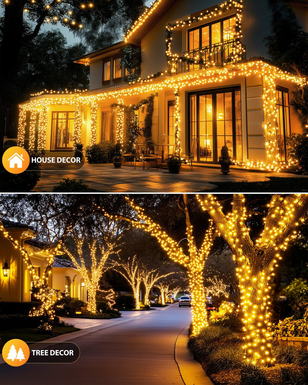 92Ft 240-LED solar outdoor string lights with 8 lighting modes, 2-pack