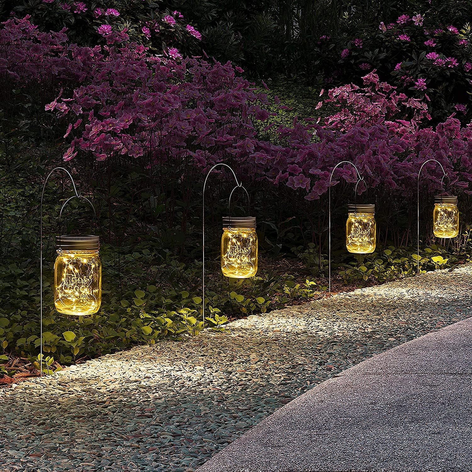 6-pack hanging mason jar solar string lights for outdoor patio and garden