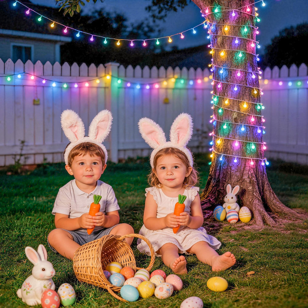 Pastel globe string light, 33 ft, 100 LED, plug-in with timer