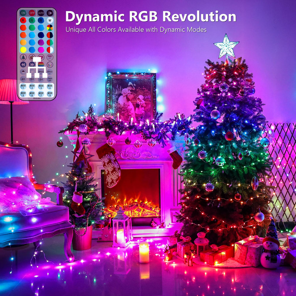 66 ft color-changing string lights, 200 LED with remote and music sync