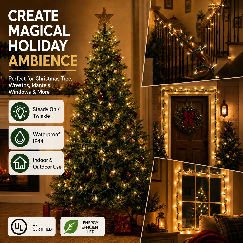 2-pack warm white mini string lights, 40-ft, for outdoor and indoor decor