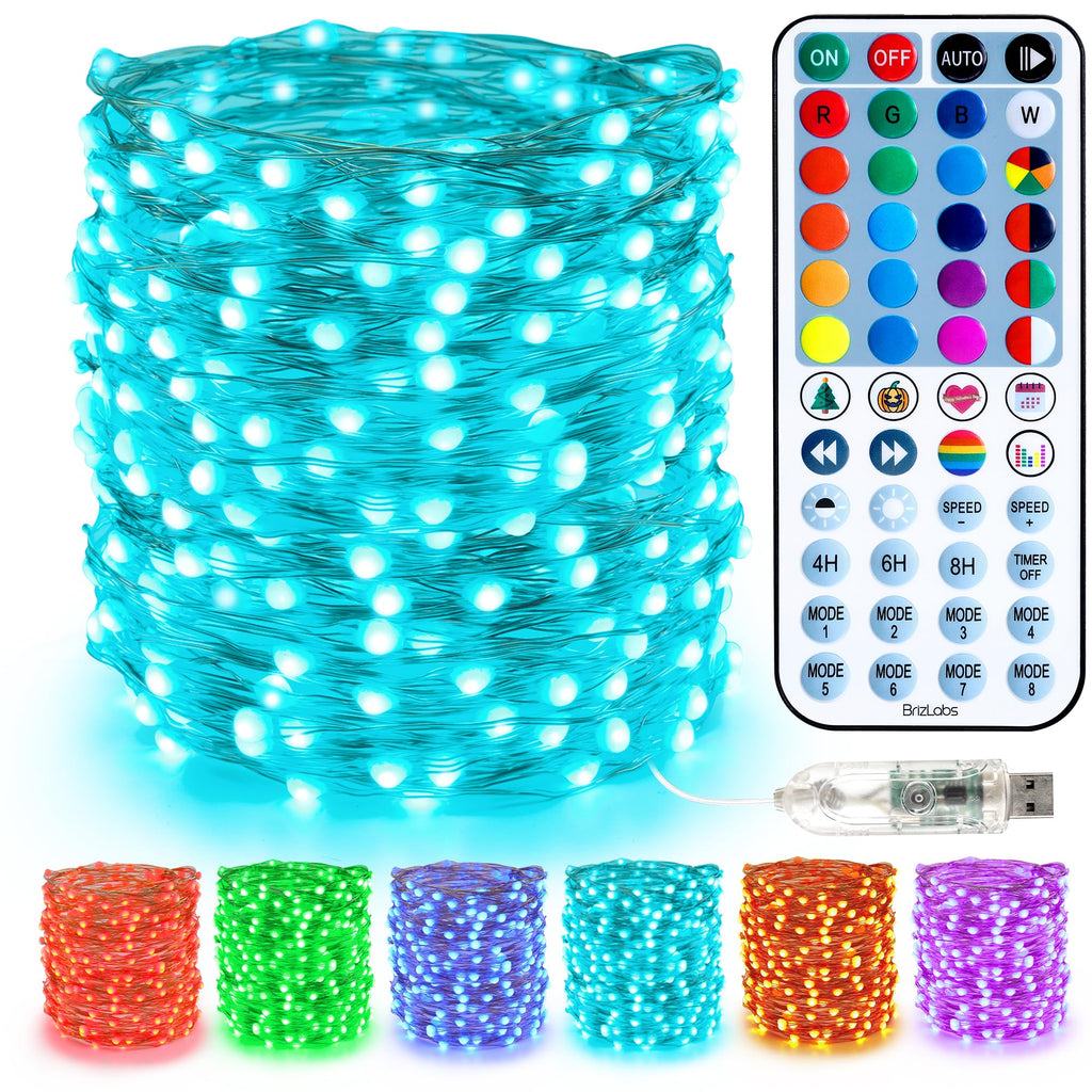 33 ft RGB color-changing string lights, 100 LED USB with music sync