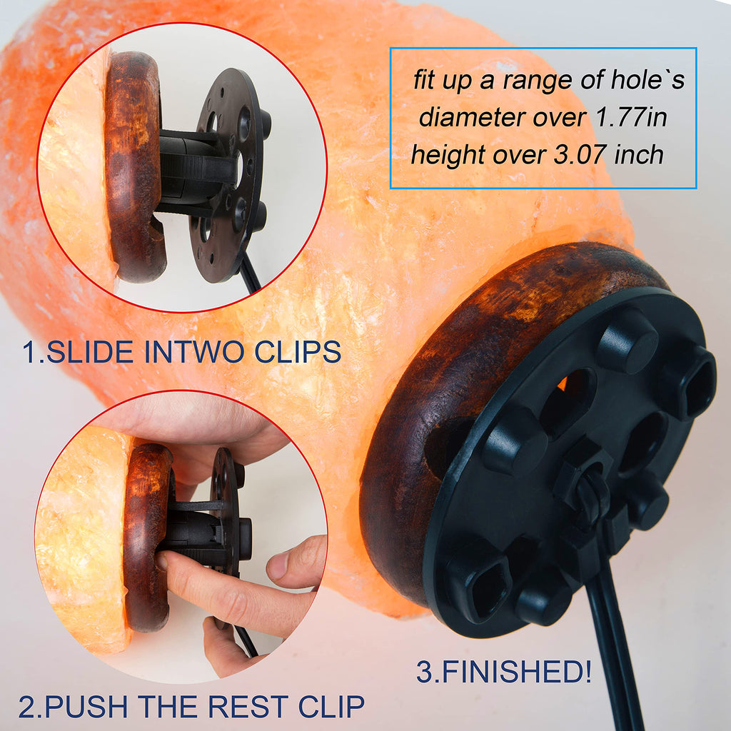 6-Pack Salt Lamp Replacement Cord with Dimmer Switch – 5FT E12 Halogen Bulbs, Copper Wire Base Assembly for Himalayan Crystal Lamps