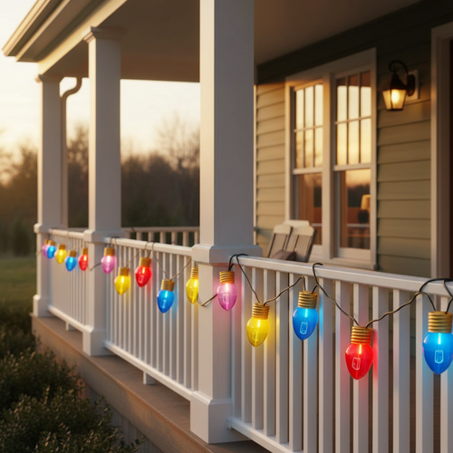 16FT C7 LED Christmas String Lights Multicolor – 10 Jumbo Bulbs, Connectable, IP44 Waterproof for Outdoor Patio & Holiday Decor