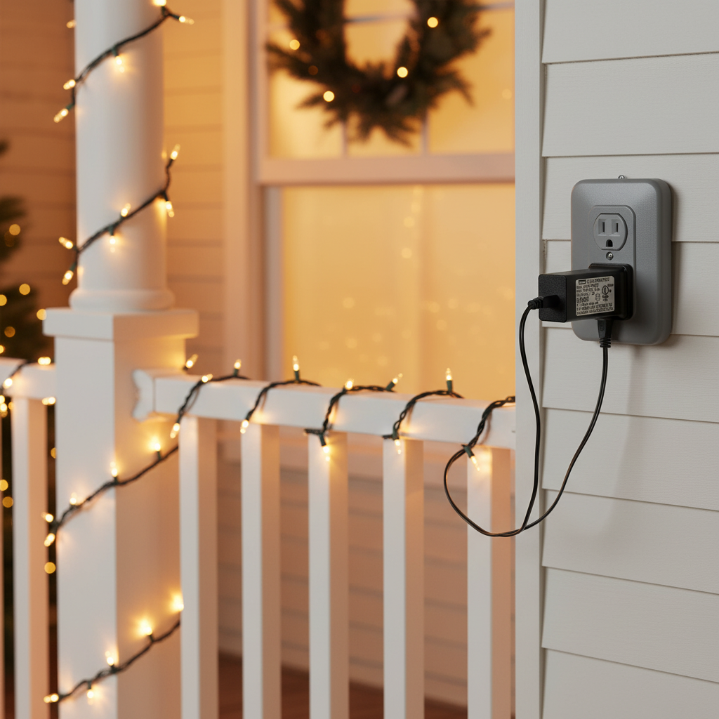 12V 1A LED Power Supply with Extension Cord – IP44 Waterproof, Class 2 Transformer for Christmas String Lights & Inflatables