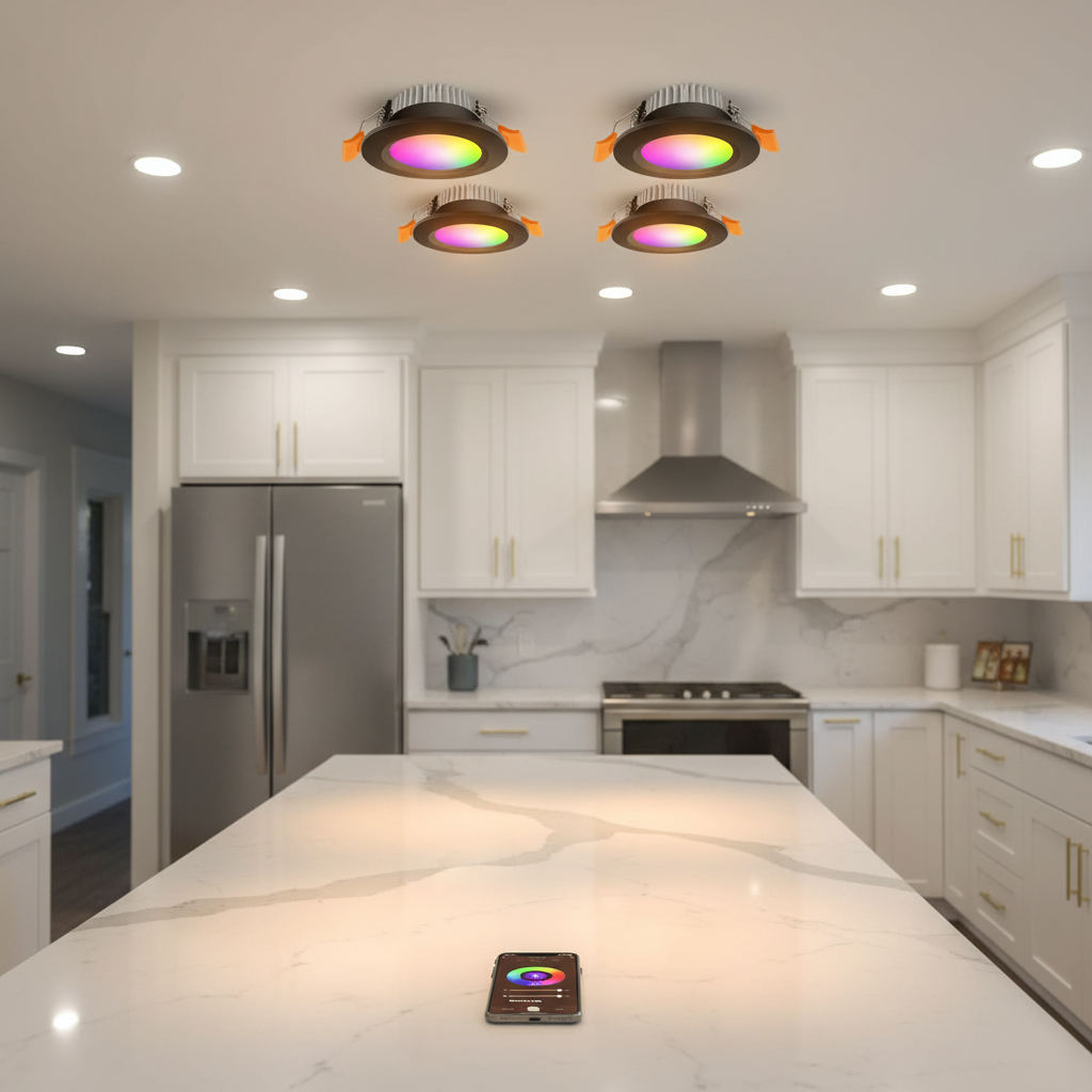 4-Pack Smart LED Recessed Lights 3 Inch – RGB WiFi, Dimmable 2700K-6500K, 5W Downlight Compatible with Alexa & Google Home