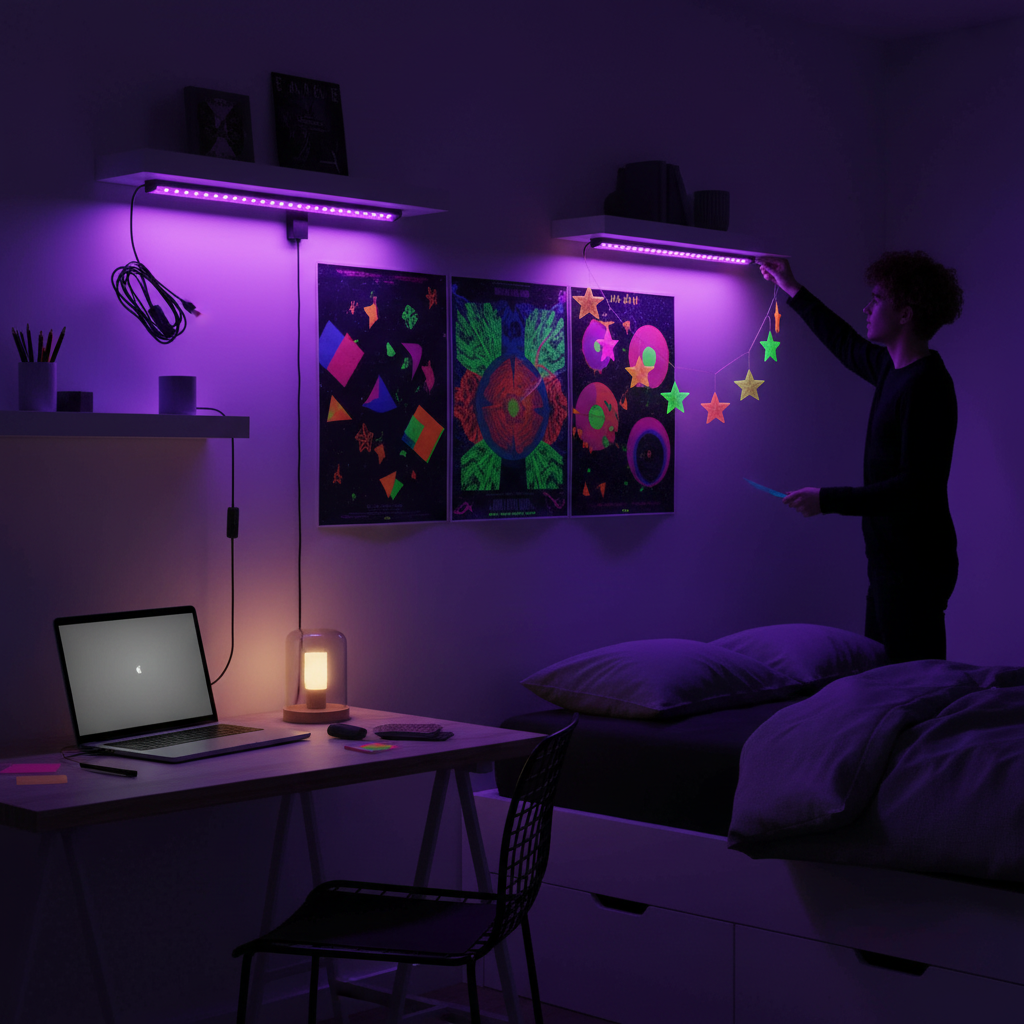 2-Pack UV LED Black Light Bar 10W – USB 5FT Cable, 1FT Size, 24 LEDs for Body Painting & Glow Parties
