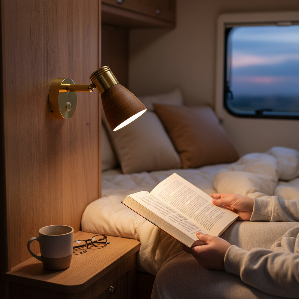 THALASSA 12V Reading Light – 3W Touch Dimmer, Warm White LED, Surface Mount for RV Boat Camper Interior