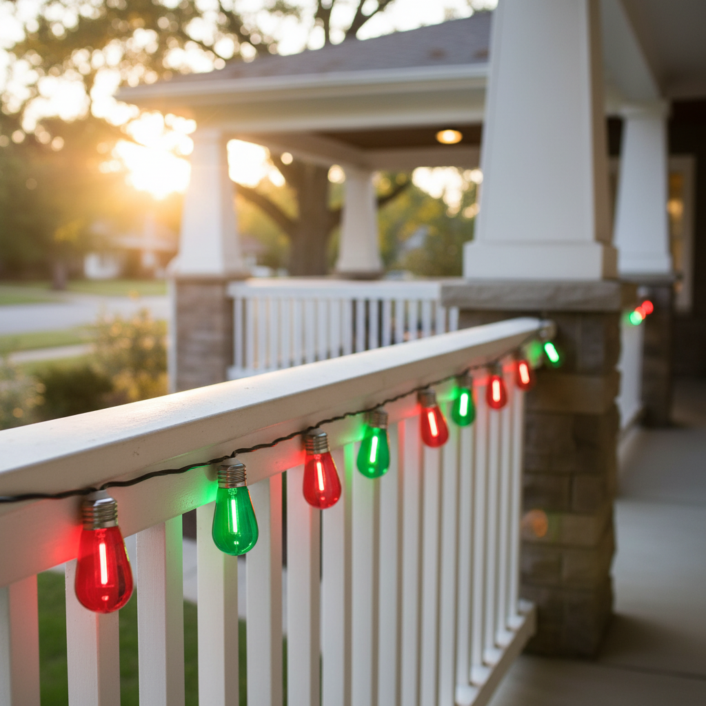 24-Pack S14 LED String Light Bulbs Colored – 1W Shatterproof Waterproof Plastic E26 Base for Christmas & Outdoor Decor (Red & Green)