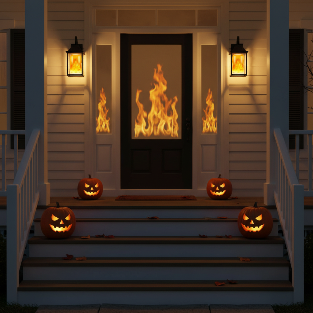 2-Pack LED Halloween Flame Bulbs – 3W Flicker Effect, 4 Modes, E26/E27 Base, Orange Fire Glow for Indoor/Outdoor Decor