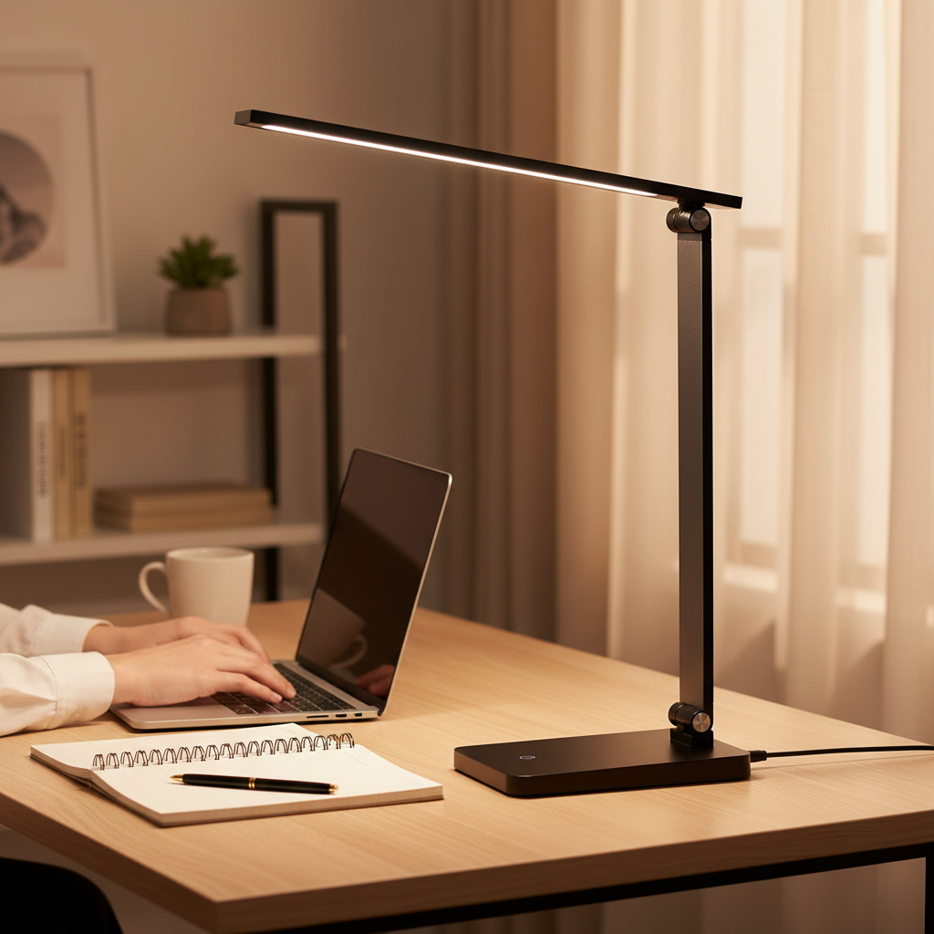 LED Desk Lamp 3-Level Dimmable – 8W, 5000K Daylight, USB Charging Port, Memory Function for Home Office & Study