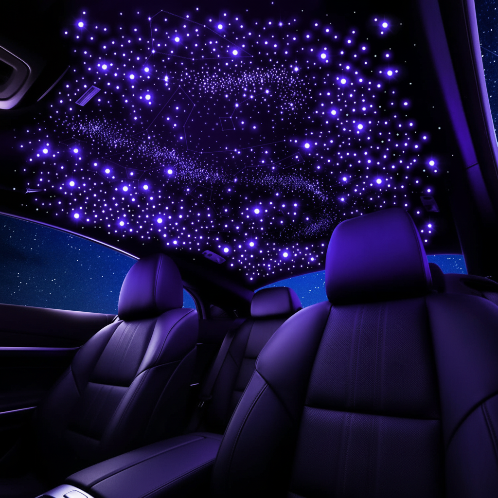 300-Pack Fiber Optic Star Ceiling Kit – 16W RGBW, Sound Activated, Remote & APP Control, 9.8FT for Car Headliner & Home
