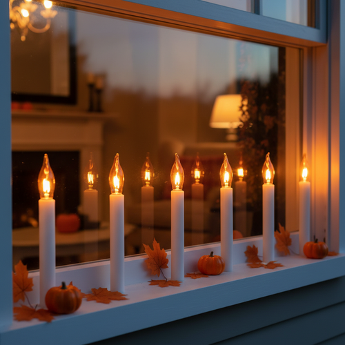12-Pack Flicker Flame Light Bulbs C18 E12 Candelabra Base – 1W Orange Halloween Bulbs for Window Candles & String Lights