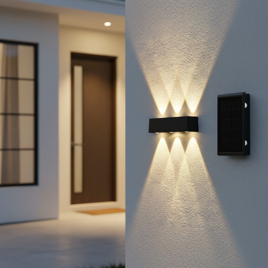 Mrzxy Solar Wall Sconce Up Down – Waterproof Aluminum, 300LM, 3000K Warm White, Dusk to Dawn for Porch & Yard