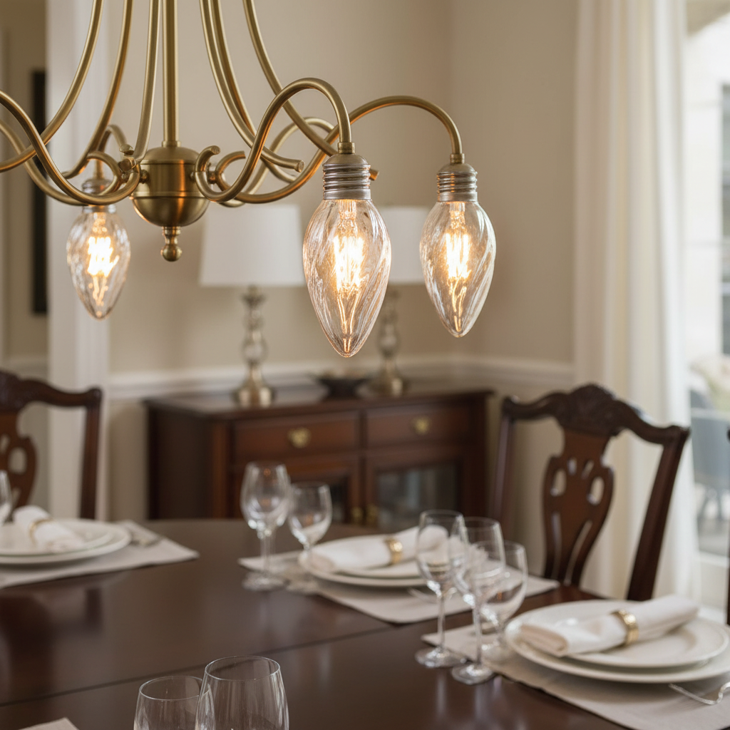 2-Pack GE Flame Shaped Auradescent Bulbs – 25W Incandescent, Warm Amber Glow, Decorative Candelabra Base for Chandeliers & Accent Lighting