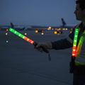 2-Pack LED Traffic Wands 21 Inch – Red & Green, 3 Flashing Modes, Safety Baton with Side Clip for Airport & Parking Control