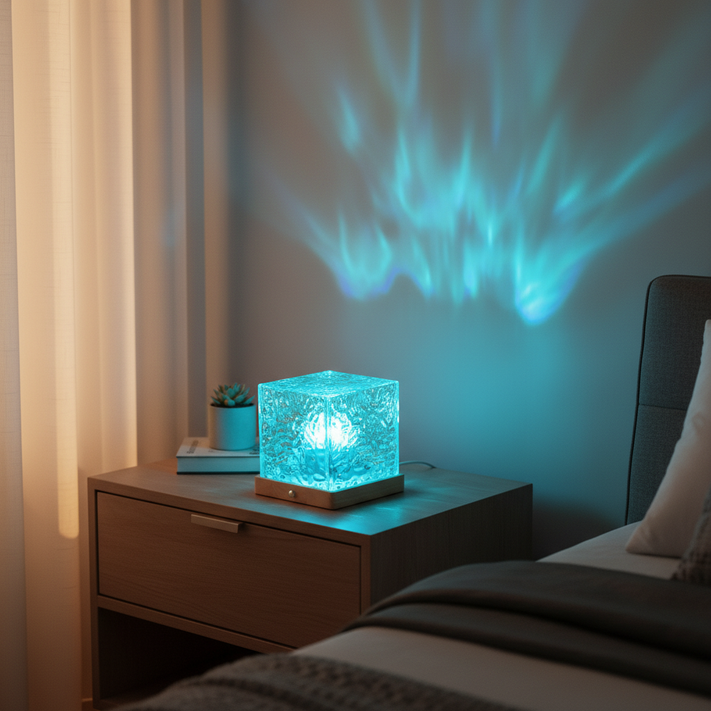 Deogos Northern Lights Projector Cube – Rechargeable, 16 Colors, Remote Control, Ocean Wave Aurora Mood Lighting for Bedroom & Gaming Room