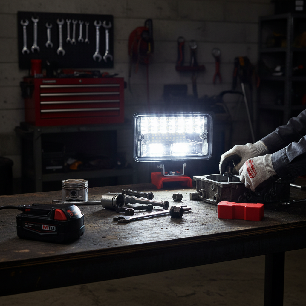 Fiihio 80W Cordless LED Work Light – 6000LM, Milwaukee 18V M18 Compatible, Portable Flashlight for Job Site & Camping