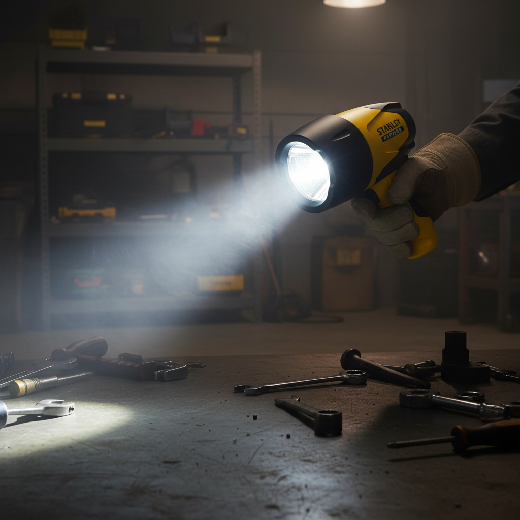 STANLEY FATMAX Rechargeable LED Spotlight Flashlight – 600 Lumens, Lithium Ion, Waterproof IP Rating for Outdoor & Emergency Use