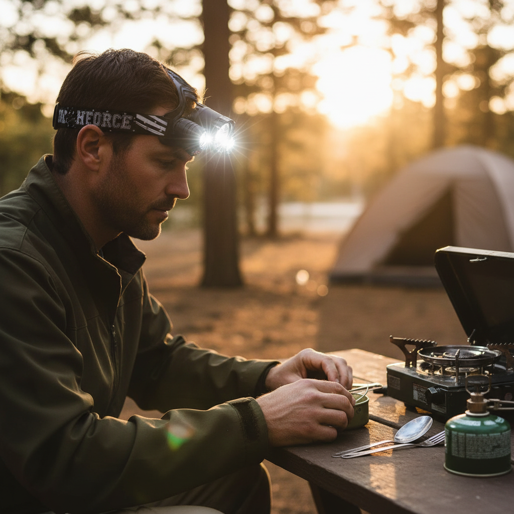 DanForce USB Rechargeable LED Headlamp – 1080 Lumens, Ultra Bright, Red Light, Zoomable IPX54 Waterproof for Camping & Outdoors