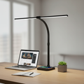 ShineTech LED Desk Lamp – 24W Double Head with Wireless Charging, USB Port, 25 Lighting Modes for Home Office