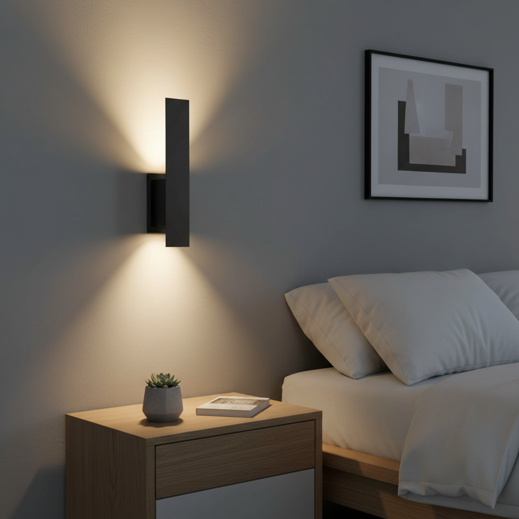 Modern Wall Sconces Up Down Dimmable – Hardwired Indoor Lights, Matte Black Finish for Bedroom Living Room Hallway