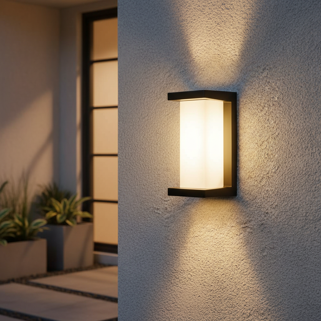 Sytmhoe Modern Outdoor Wall Light – 24W LED, 3 Color Changeable, IP65 Waterproof Matte Black for Porch & Patio
