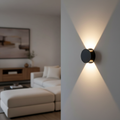Tubicen Wall Sconce LED Dimmable – Black Round, Beam-Adjustable, 6W 3000K, Up Down Light for Movie Theater & Living Room